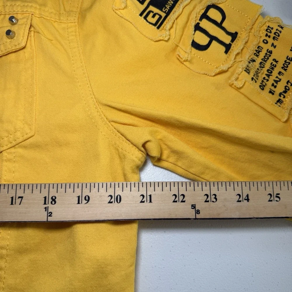 Yellow Graphic Denim Trucker Jacket Studded Streetwear School Ruined My Uff Mens